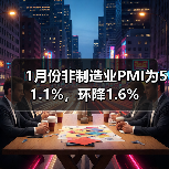 1月份非制造业PMI为51.1%，环降1.6%（图2）