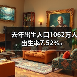 去年出生人口1062万人,出生率7.52‰(图2) 去年出生人口1062万人,出生率7.52‰(图2)