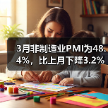 3月非制造业PMI为48.4%，比上月下降3.2%（图1）