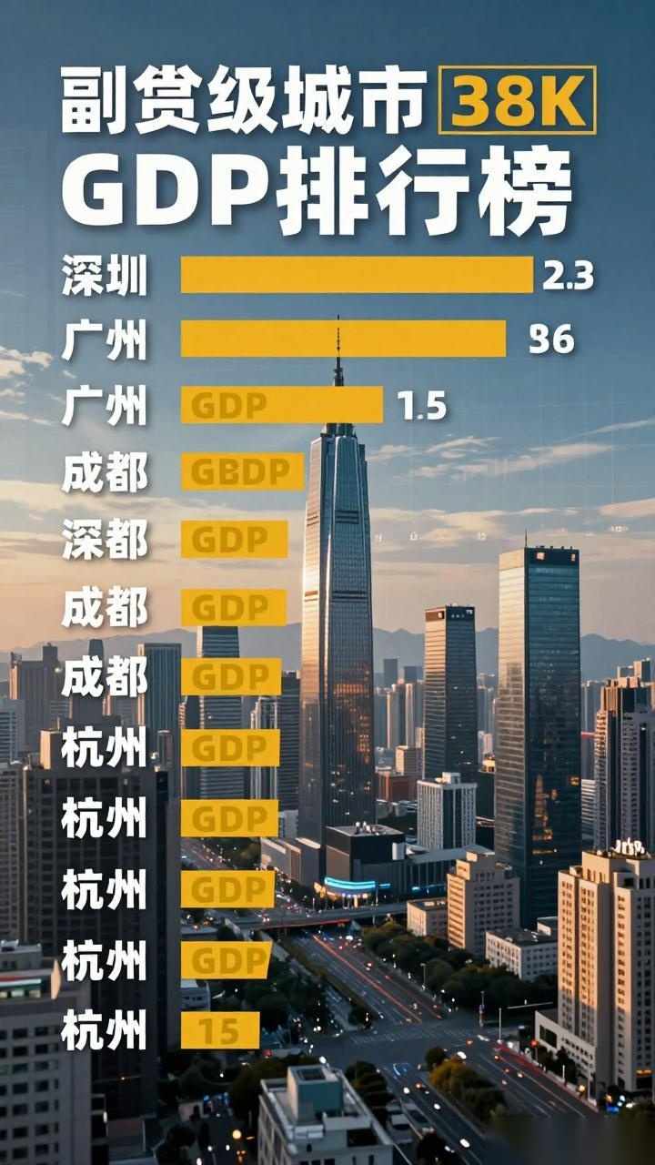 15个副省级城市GDP：10城超万亿，还有4城7千亿