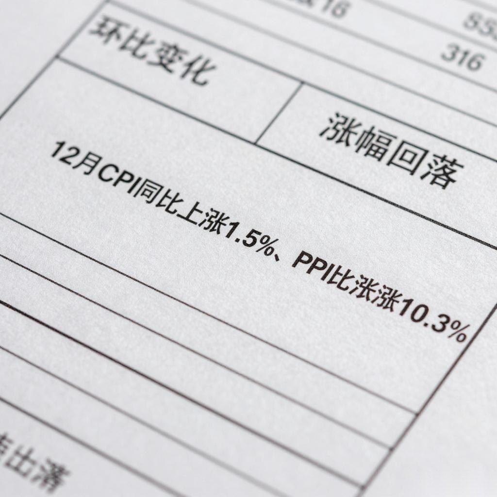 12月CPI同比上涨1.5%涨幅回落 PPI与CPI剪刀差收窄至8.8%